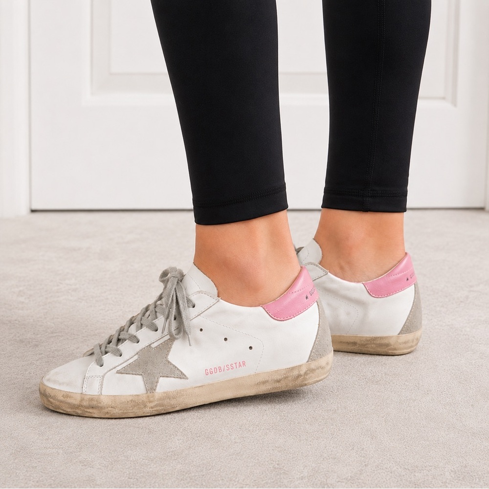 Golden Goose SuperStar Sneakers White Pink Star Leather EU 37|US 7 EUC Authentic